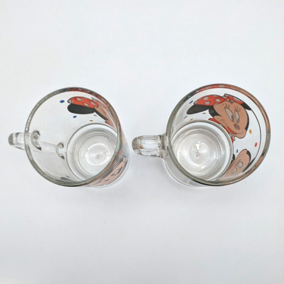 Anchor Hocking Disney Mickey and Minnie Mouse Clear Glass Mug Coffee Cup Vintage - Picture 6 of 13